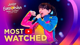 Junior Eurovision 2024 Most Watched on YouTube TOP 17 [upl. by Ellary]