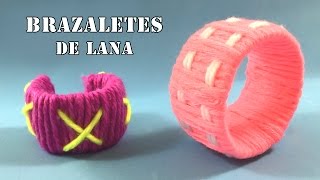 Brazaletes de lana  Manualidades de reciclaje para niños [upl. by Lutero]