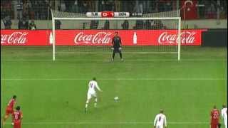 Nicklas Bendtner penalty GOAL for Denmark v Turkey [upl. by Stempson960]