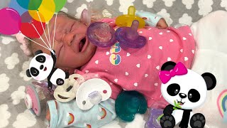 Silicone Preemie Baby Doll  Can She Use Pacifiers And Bottles [upl. by Aimek833]