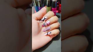 Nail art with water 💅💗🖤🩷naildesign nails nailtutorial watermarblenailart ytshorts viralvideo [upl. by Perlie]