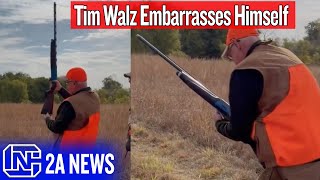 Tim Walz Embarrasses Himself Going Shooting Cant Load A Shotgun [upl. by Gally619]