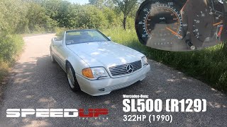 MERCEDES 500SL 326 HP  1990  R129  ACCELERATION amp TOP SPEED TEST  0100  100200  DRAGY TIME [upl. by Fretwell]