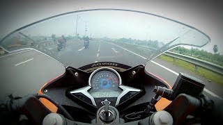 CBR250R TOPSPEED  REPSOL EDITION CHASING RS200 amp NS200FRIENDLY RIDE CBR250R 160 KMH [upl. by Katina]