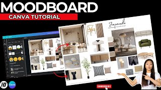 How to make a Moodboard in Canva  Tutorial  full interior design process [upl. by Kipper]