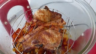 How to grill pork chops in the Halogen oven Save pounds over using a gas or electric ovens [upl. by Ymmor]