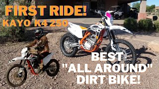 Kayo K4 250 First Ride Review  4Stroke Air Cooled 250cc Chinese Dirt Bike [upl. by Reffotsirk]