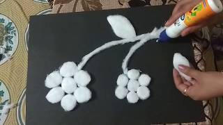 Cotton pasting activity for kidsdrawing with cottonDIY [upl. by Hodge]