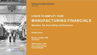 Webinar 8 Ways to Simplify Your Manufacturing Financials [upl. by Nanci517]