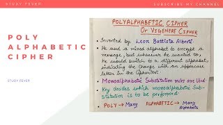 POLYALPHABETIC CIPHER OR VIGENERE CIPHER WITH EXAMPLE SUBSTITUTION TECHNIQUE [upl. by Leeda975]