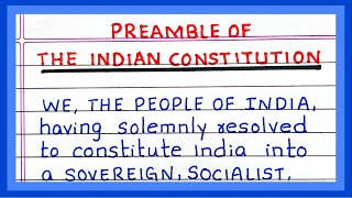 The Preamble of the Indian Constitution  Write the Preamble of the Indian Constitution in English [upl. by Iila511]