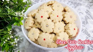 Eggless Oats Cookies Biskut Sapi dengan Oat  Ghee Biscuits  Sugee Biscuits  Oats Cookieseggless [upl. by Theodora]