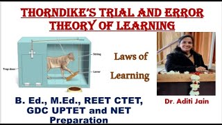 Thorndike Theory of Learning Thorndike ka siddhant Laws of learning Trial and Error Theory NET [upl. by Bevin434]