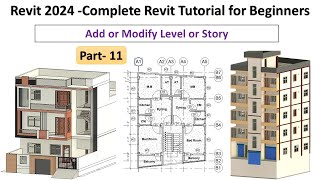 11 Revit 2024  Complete Revit Tutorial for Beginners  Add or Modify Level or Story [upl. by Jehius]