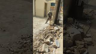 Hand Demolition of a Block Wall A LaborIntensive Process shorts youtubeshorts [upl. by Ozzy51]