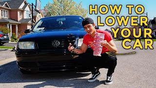 HOW TO INSTALL LOWERING SPRINGS  VW JETTA [upl. by Oralia]