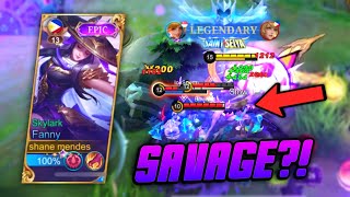 FANNY 1v5 SAVAGE AGGRESSIVE RANK GAMEPLAY  MLBB [upl. by Hamburger]