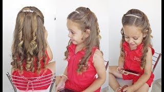 Penteado Infantil fácil com cabelo meio preso para festa e formatura [upl. by Leal]