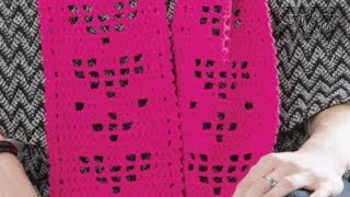 Easy Filet Crochet Heart Scarf [upl. by Chaworth553]