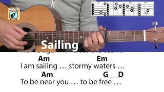 Sailing  Rod StewartSutherland Brothers Cover Chords amp Lyrics Guitar Lesson [upl. by Wailoo83]