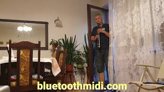 CME WIDI Master with Electronic Wind Instrument Wireless MIDI Bluetooth MIDI Akai EWI to iPad [upl. by Esoj]