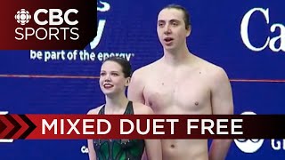 Watch as Joel Stroeder amp Kiara Kroetsch finish first at the Canadian Artistic Swimming Championships [upl. by Braeunig]