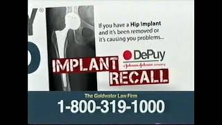 Goldwater Law Firm  Almost 100000 DePuy Hip Implants have been recalled 2011 v3 [upl. by Nolyaw]