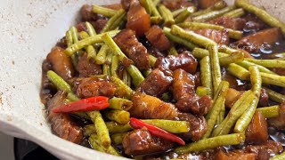 How to cook adobong sitaw with pork Easy recipe [upl. by Dorkas]