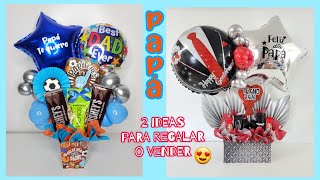 2 IDEAS REGALO ECONOMICO Y FACIL PARA PAPA  ARREGLO CON GLOBOS CHOCOLATES Y MAS [upl. by Heinrich]