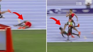 Lamecha Girma unconscious injury after fall on Mens 3000m Steeplechase Final Olympic [upl. by Muldon375]