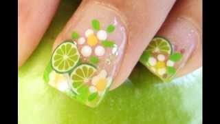 LIME NAIL DESIGN Diseño de Limon para uñas con fimo cane slices [upl. by Jit]