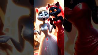 White cat Bride VS Black Evil Cat battle of Love catstory catlover viralshort cat [upl. by Tuinenga]