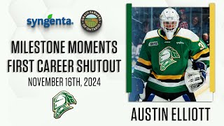 OHL Milestone  First Career Shutout  Austin Elliott [upl. by Ocicnarf353]