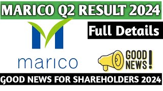 Marico Q2 Result 2024Marico Share latest news 2024Marico Share good news 2024 [upl. by Amirak]