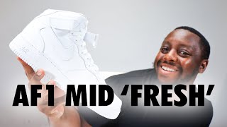 Nike Air Force 1 Mid FRESH White On Foot Sneaker Review QuickSchopes 574 Schopes DZ2525 100 [upl. by Elodia]