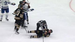 Brad Marchand Upset After Linesman Knocks Him Down [upl. by Thurmond901]