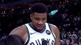 Giannis got Emotional during the MVP chants after his 59point game 🎤 [upl. by Norrab]