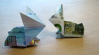 Geldscheine falten Osterhasen  Geldgeschenke basteln für Ostern  Geld falten Hase  Origami Tiere [upl. by Nnylassej]