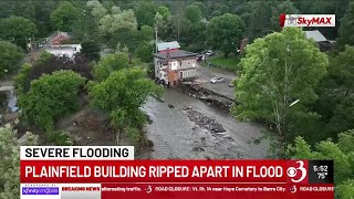 Flooding in Plainfield rips open apartment building leaves widespread damage [upl. by Eenram]