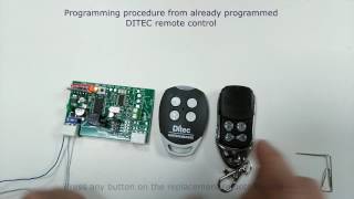 DITEC replacement remote programming procedure by using existing already programmed Ditec remote [upl. by Ateiram]