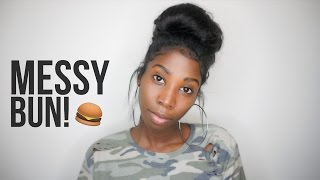 Easy Messy Bun Tutorial  Knappy Hair Extensions [upl. by Inalaehon]