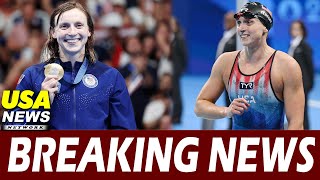 Paris Olympics History making Katie Ledecky wins fourth 800m freestyle gold [upl. by Sandry]