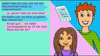 Deutsche Dialoge Verabredungen ausmachen  Nachrichten  SMS schreiben German for beginners [upl. by Yesnel]