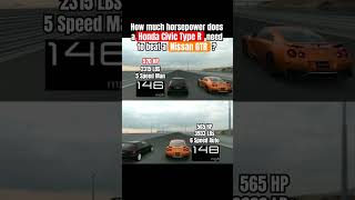 How much horsepower does a Honda Civic Type R need to beat a Nissan GTR [upl. by Ytsim]