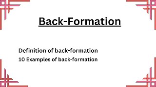 BackFormation with Examples  Word Formation [upl. by Tripp837]