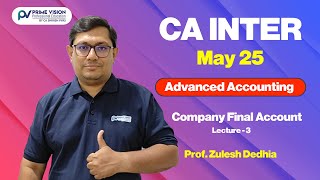 CA INTER  MAY 25  AD ACCOUNTS  COMPANY FINAL ACCOUNTS LEC 3 [upl. by Gratia]