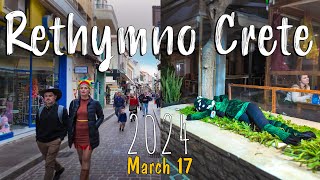 Rethymno Crete walking tour 4k Carnival Greece 2024 [upl. by Soigroeg]