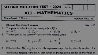 12th maths second midterm exam original question paper 2024 [upl. by Nama]