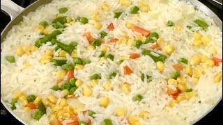 Arroz blanco con verduras Te quedará a la primera Súper sabroso [upl. by Fairfield]