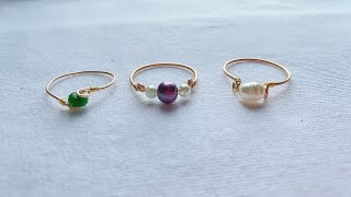 How To Make RingsMaking Simple and Easy Pearl RingsWire Rings3 Easy diy Rings [upl. by Bergman191]